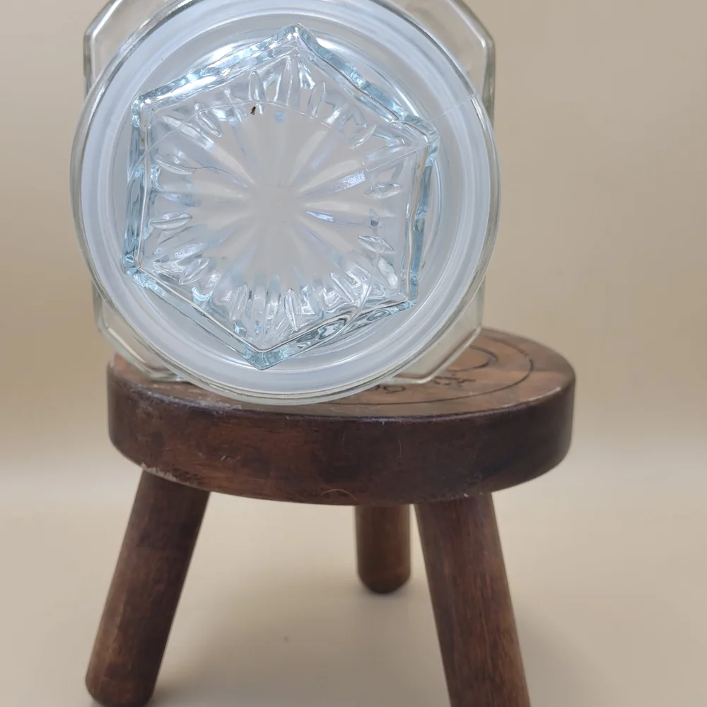 Vintage Koezes Clear Glass  Canister Apothecary Candy Jar with Lid 7
